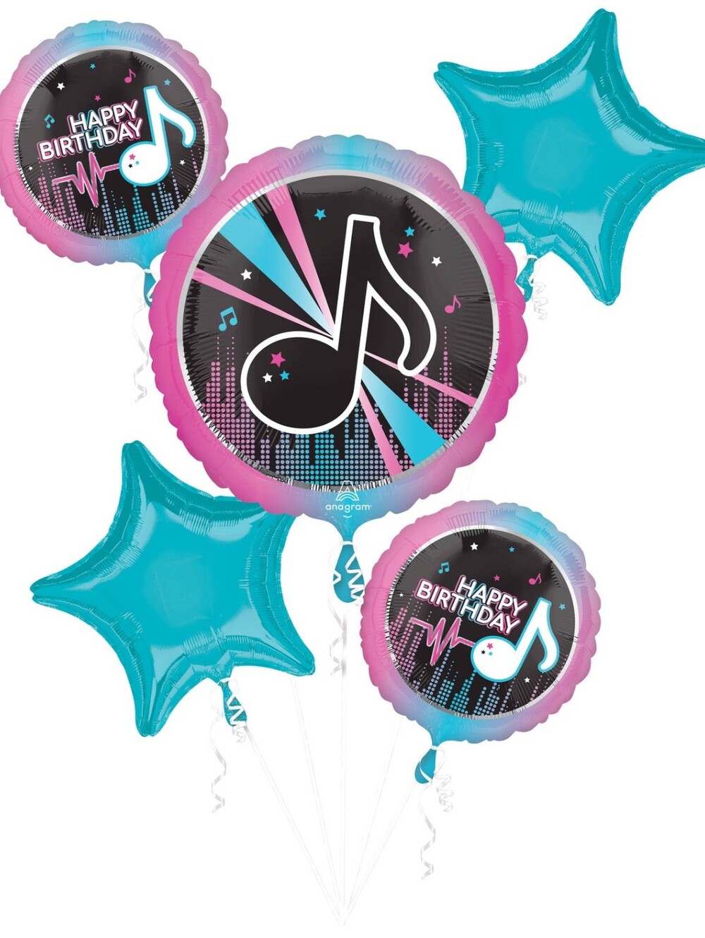 Teal & Pink Musical Happy Birthday Balloon Bouquet